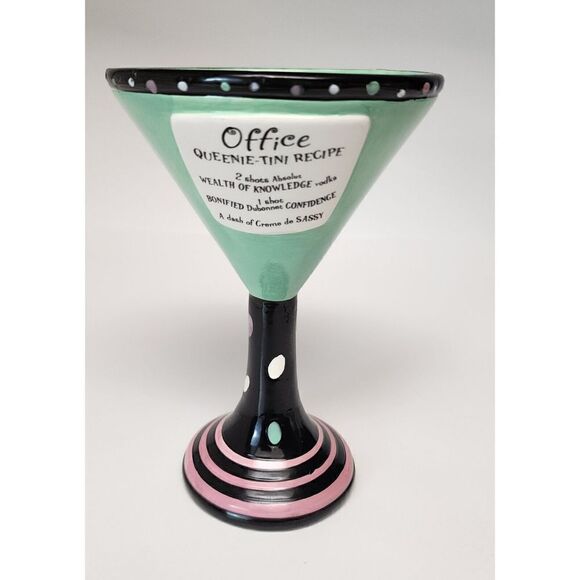Office Quennie 7" Tini Martini Glasses Color Mint Green/Black - Picture 2 of 6